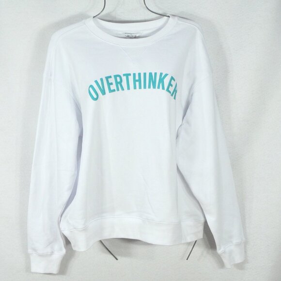 Wildfox crew neck sweatshirt M overthinker White Green Comfy Long Sleeve - Picture 8 of 8